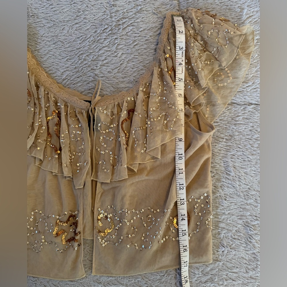 Moda International Cream Ruffled Embellished Blouse - Picture 14 of 16